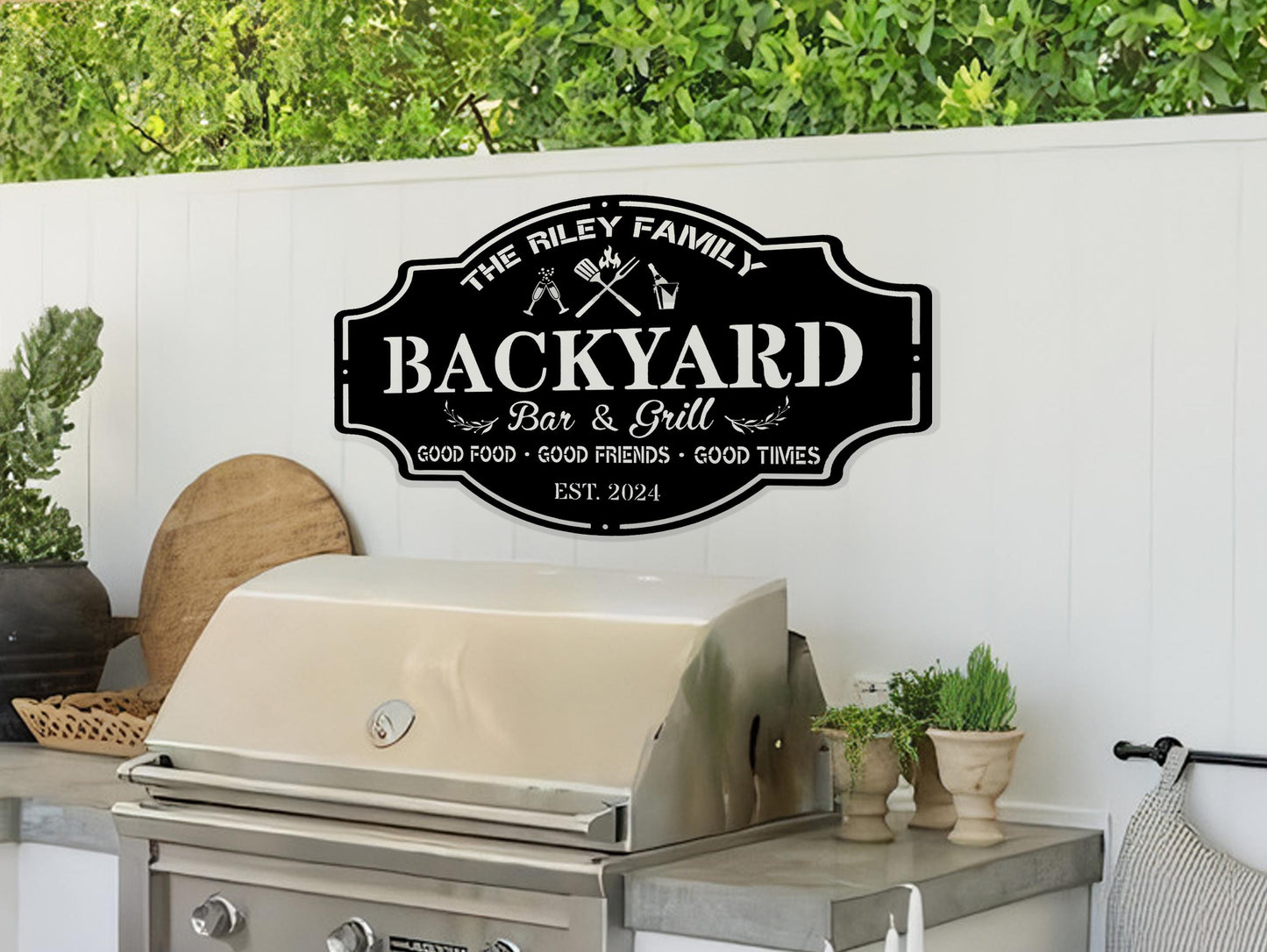 Personalized Backyard Sign Custom Bar & Grill Sign Metal Sign Bar Signs, BBQ Signs, Personalized Bar Sign, Outdoor Kitchen Metal Signs, Papa