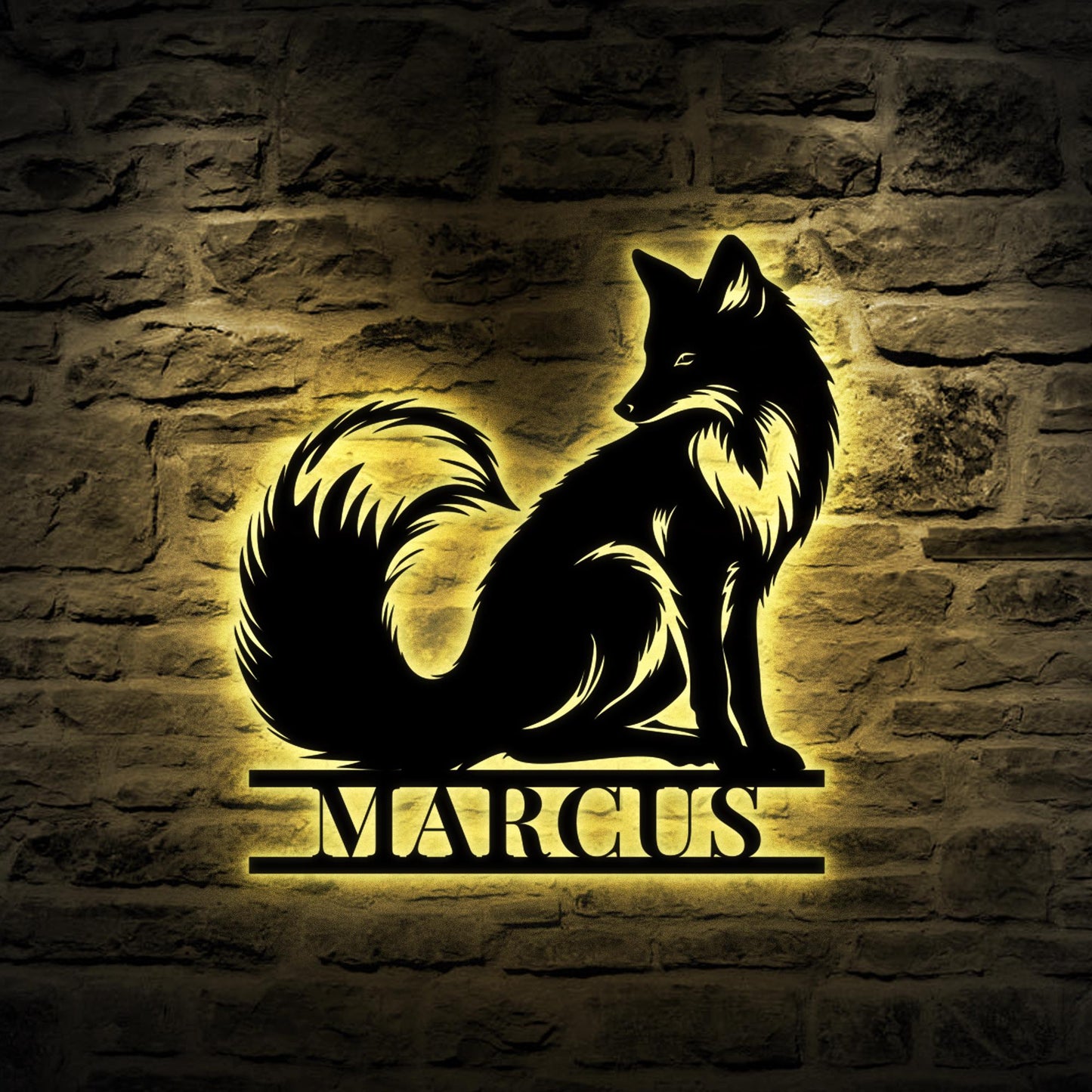 Custom Fox Metal Wall Art LED Light Personalized Fox Lover Name Sign Home Decor Kid Nursery Decoration Wild Animal Housewarming Birthday