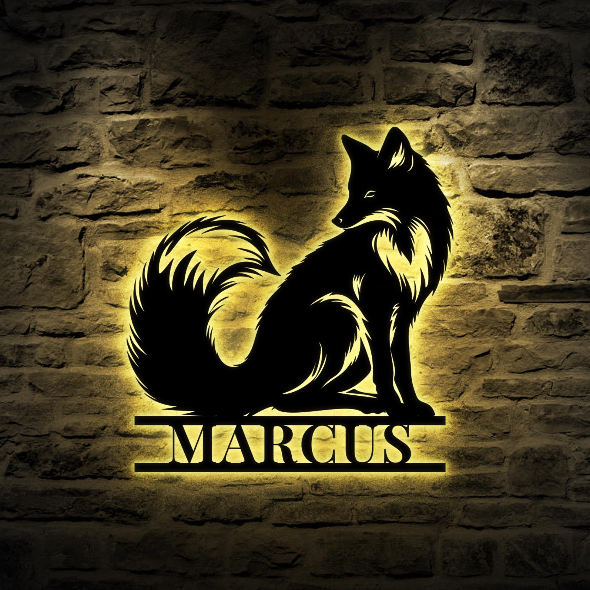 Custom Fox Metal Wall Art LED Light Personalized Fox Lover Name Sign Home Decor Kid Nursery Decoration Wild Animal Housewarming Birthday