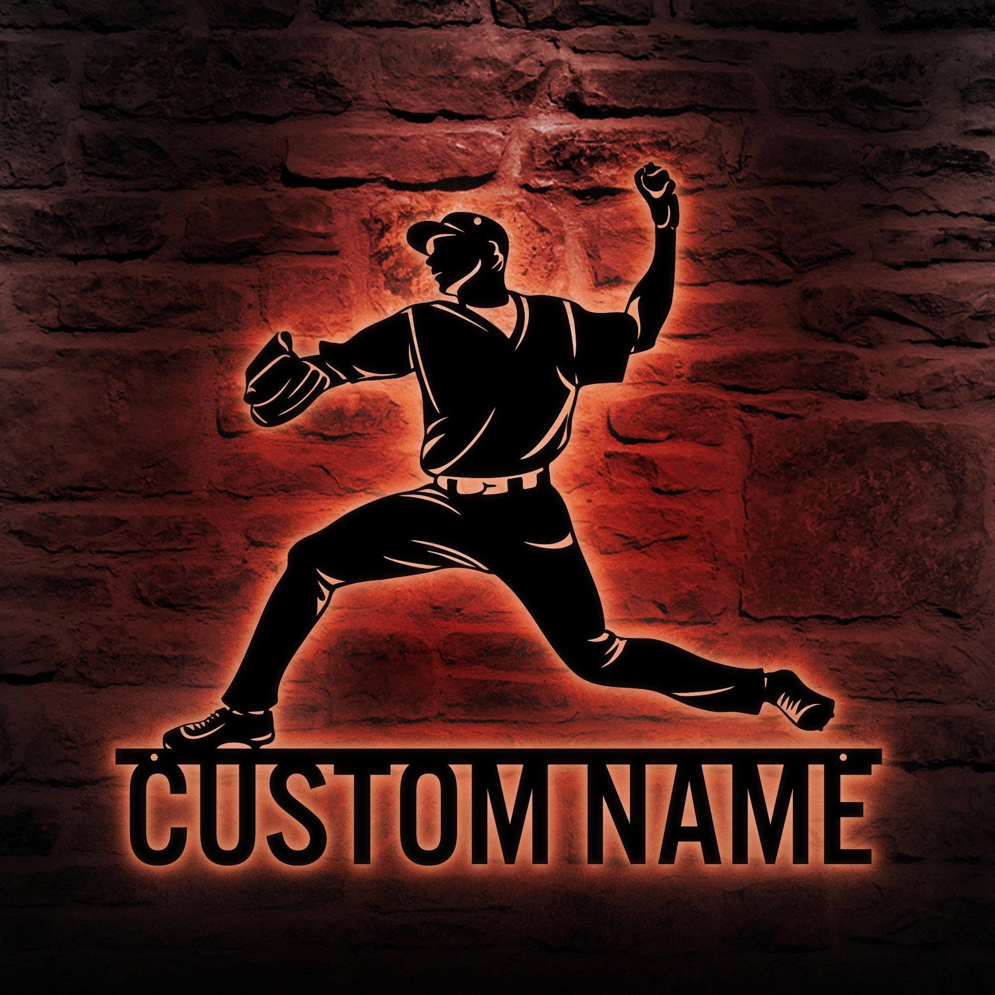 Personalized Baseball Metal Wall Art: Custom Pitcher Name Decor