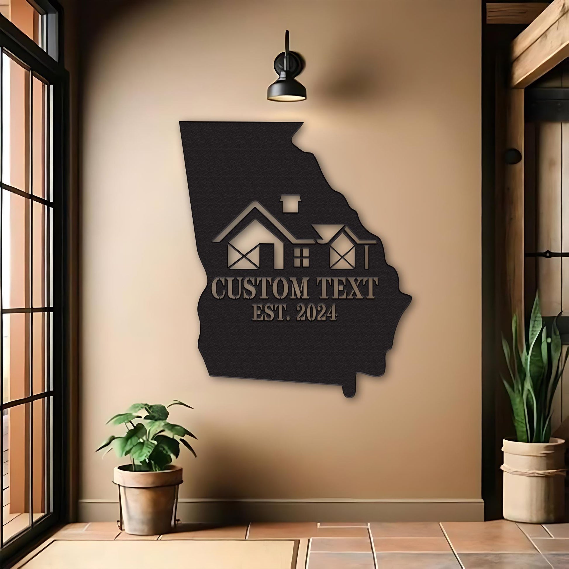 Personalized State Metal Sign – Custom Family Name Wall Art